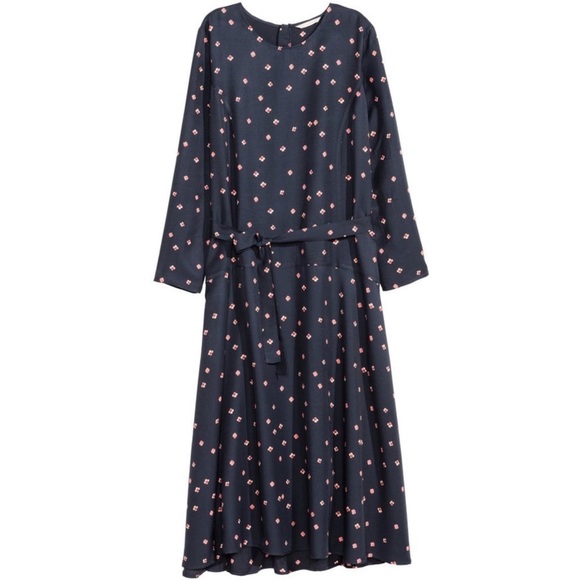 H&M Dresses & Skirts - H&M | Lyocell Blend Belted Midi Dress Navy Floral